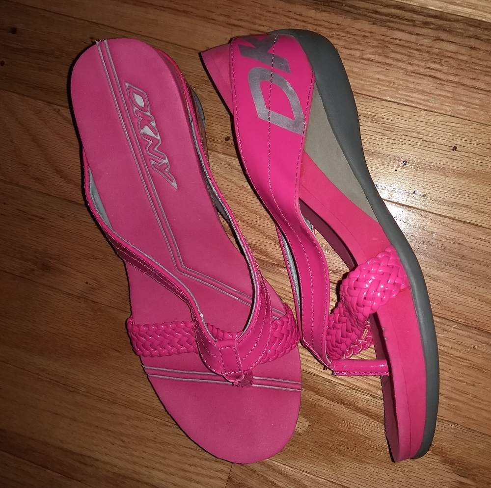 DKNY Pink Wedge strap sandals